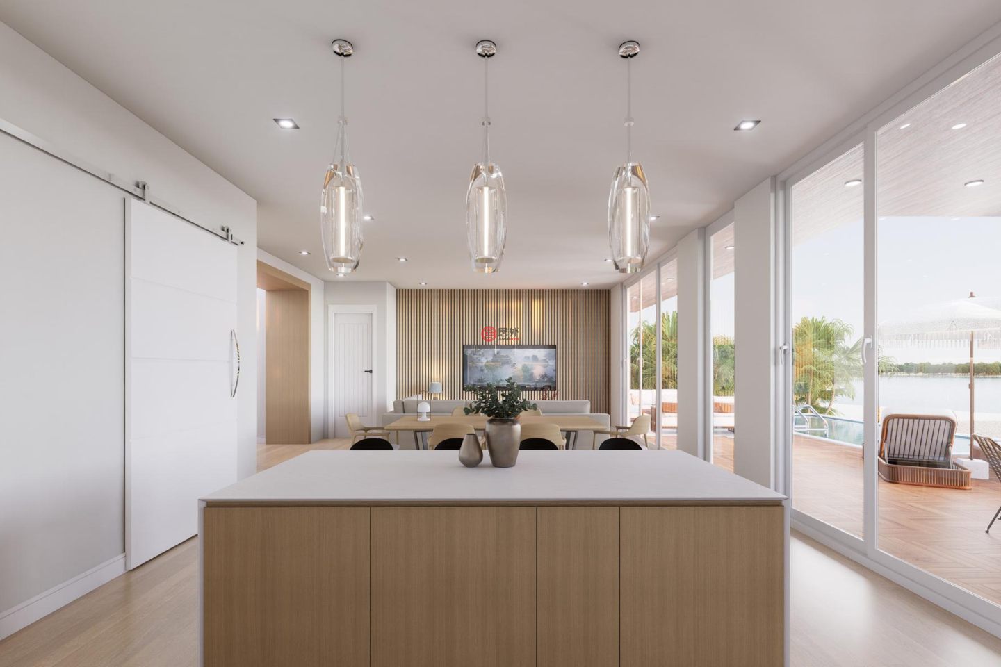 特克斯與凱科斯群島的独栋别墅，Lakefront Luxury Villa Venetian Road，编号78509756